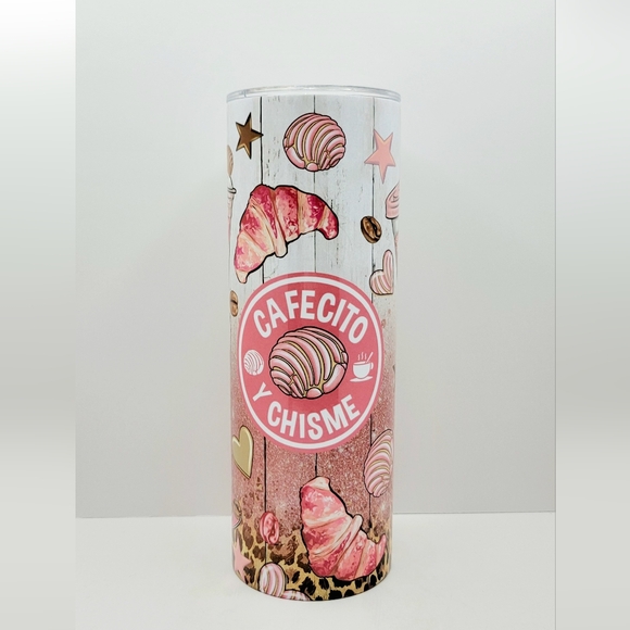 20oz Insulated Tumbler, Cafecito y Chisme, Spanish, Cute - Picture 7 of 8